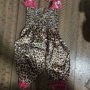 Leopard Print Baby Romper with Pink Accents